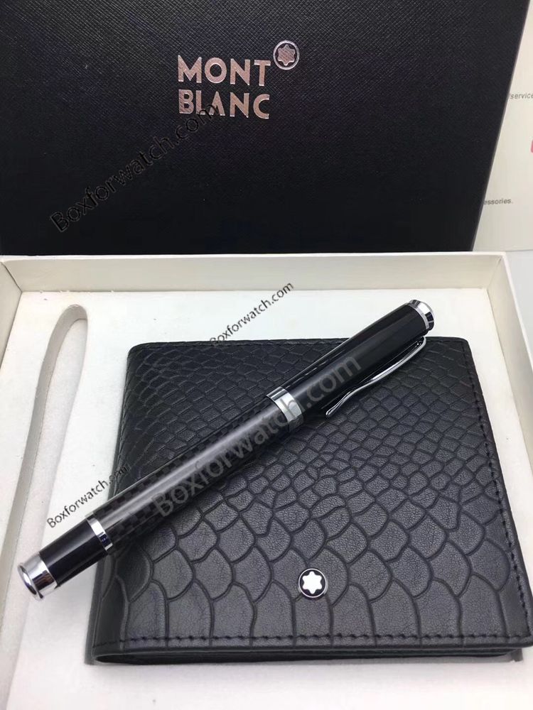 Mont Blanc Set - Fish scales Wallet and Black Fineliner Pen